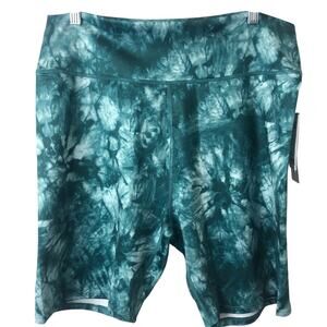 32 Degrees Cool NWT Women's Green Tie Dye High-Rise Bike Shorts Size XXL